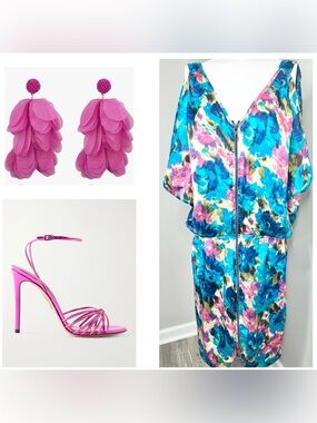 Te Amo  Blue & Pink Floral Midi Dress-22